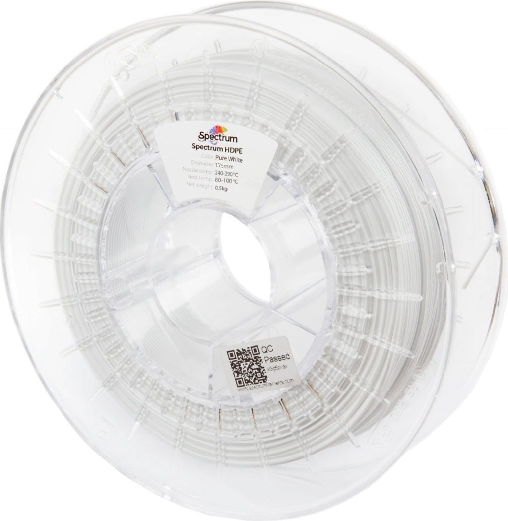 Spectrum  HDPE Pure White, 1,75 mm / 500 g    High-Density Performance mit echter Low-Warp-Technologie in Pure White