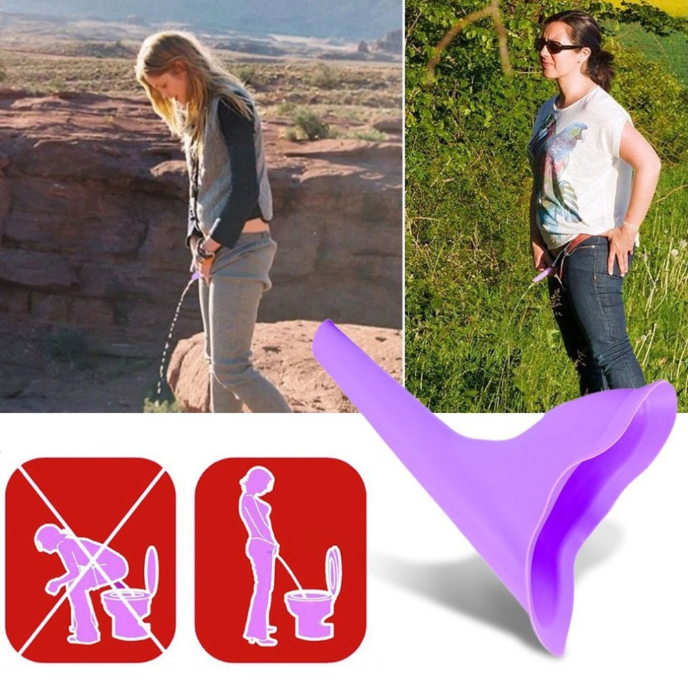 Outdoor Frauenurinal Stehpinkler Pinkelhilfe Silikon Aufsatz für Reisen / Festivals / Camping - Lila