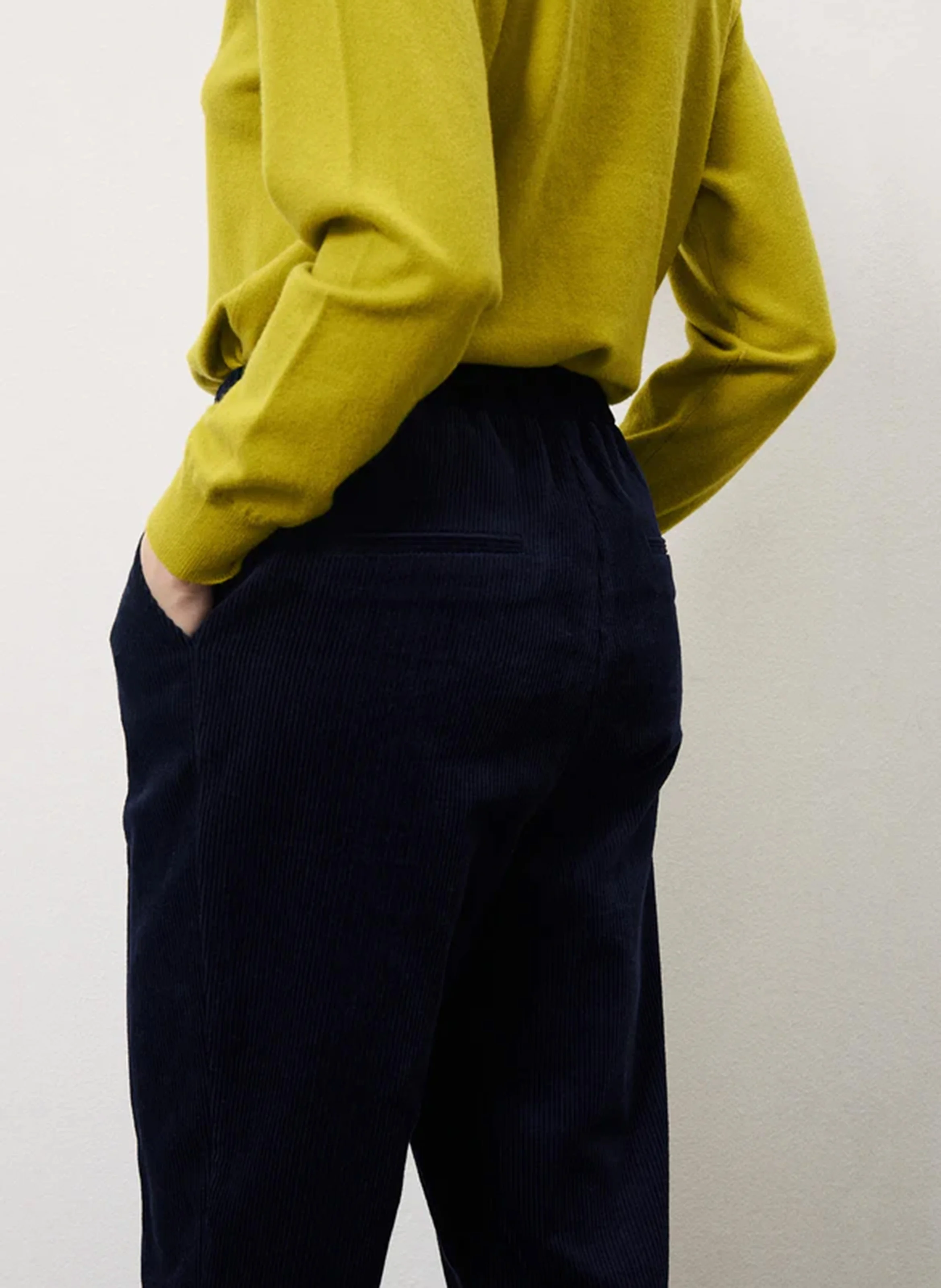PEROLA - Pantalon droit en velours côtelé | Bleu