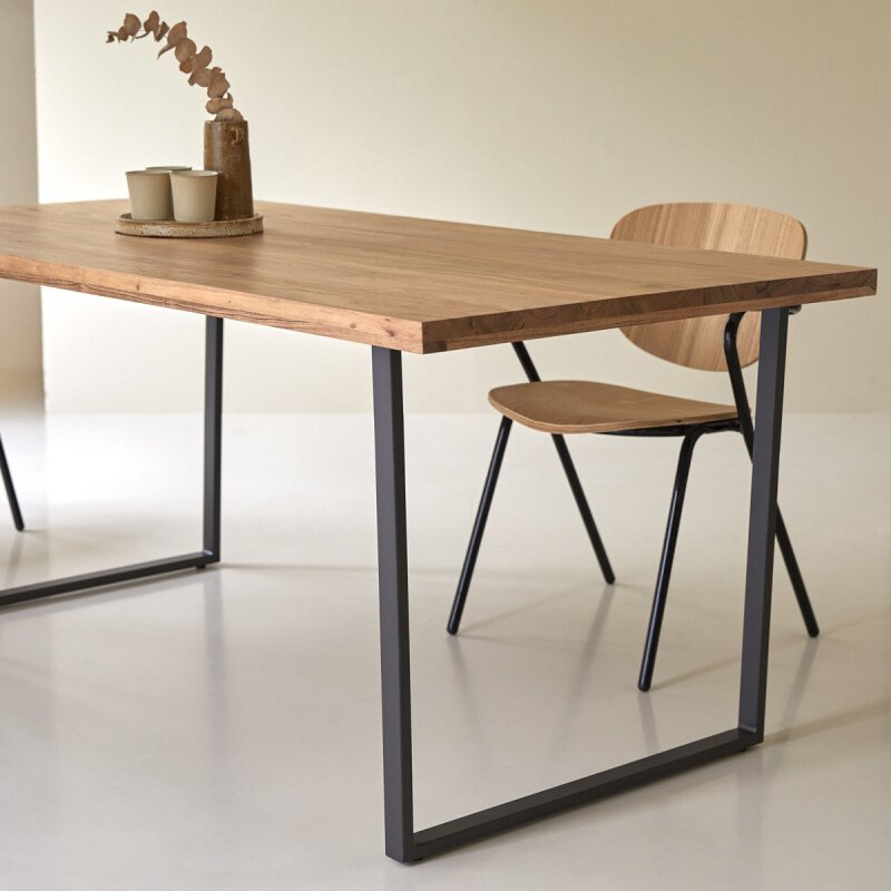 Table Temis en bois d'acacia et métal L 175 x P 90 cm, 6 personnes