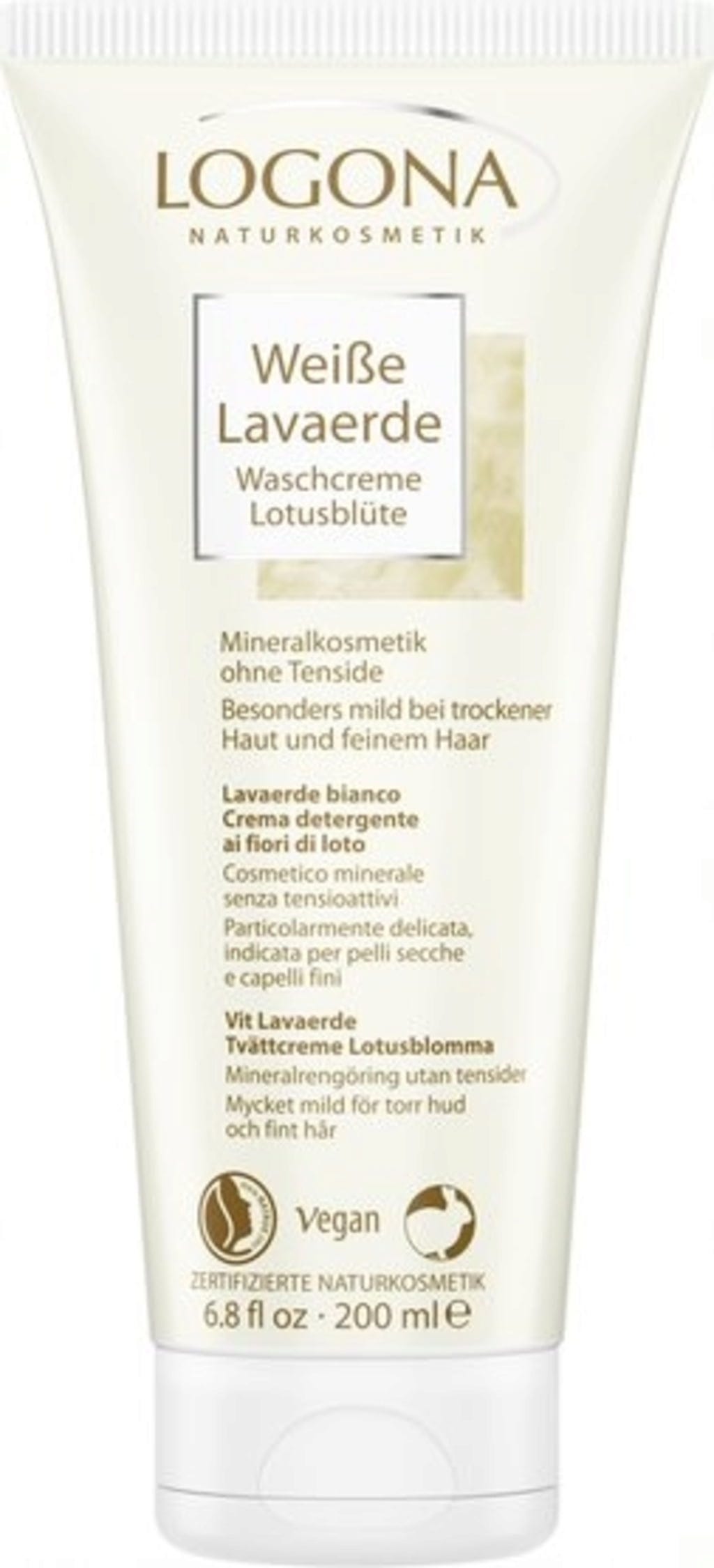 LOGONA  Weiße Lavaerde Lotusblüte Waschcreme, 200 ml