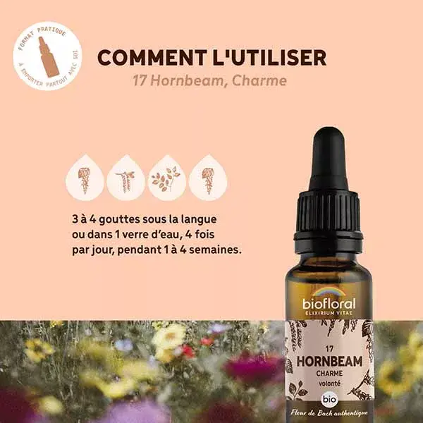 Florais de Bach Biofloral 17 Hornbeam Charm - Conta-gotas - Orgânico Demeter 20 ml