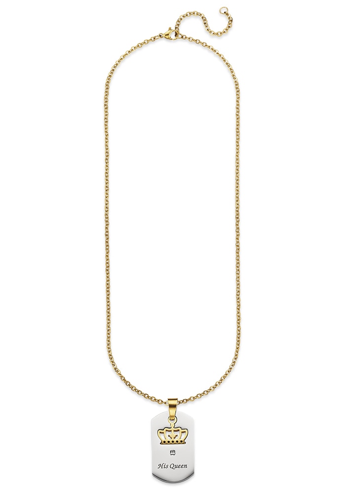 Bruno Banani Kette mit Anhänger »Schmuck Geschenk Halskette Ankerkette, Krone feste Gravur 
