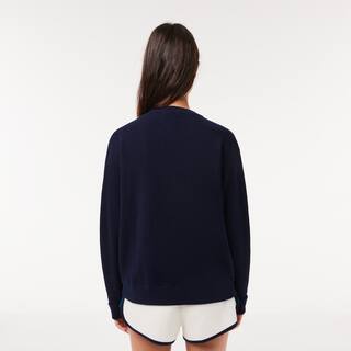 Pull femme Lacoste col en V uni en laine Pullovers - Bleu - Lacoste - Femme