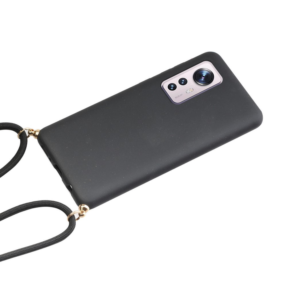 Xiaomi 12 Necklace Bio Gummi Case Hülle Eco Friendly Nachhaltig Kompostierbar   Handykette (150cm) - Schwarz