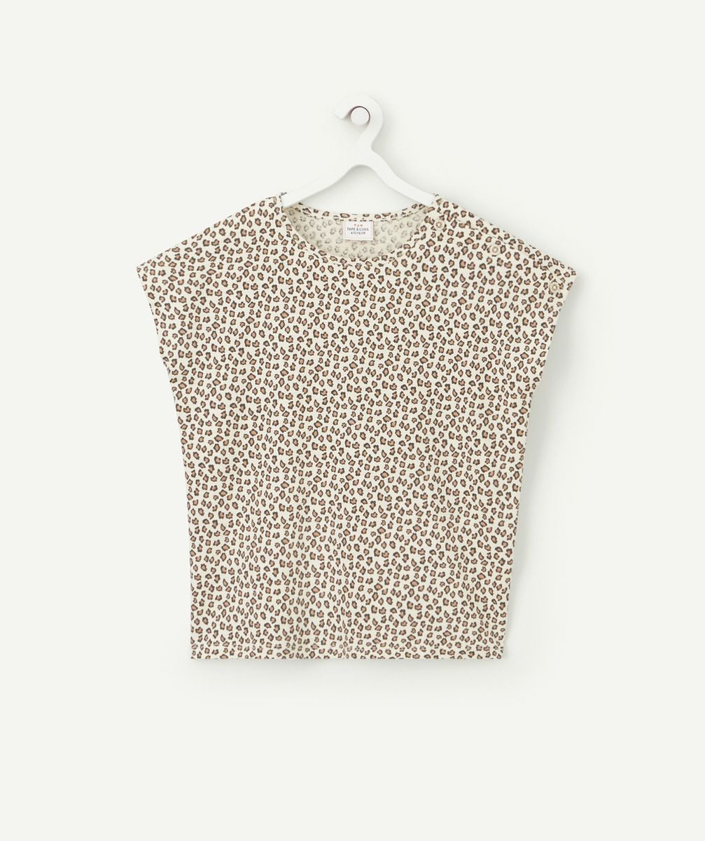 T-SHIRT FILLE EN COTON BIO ET IMPRIMÉ LÉOPARD