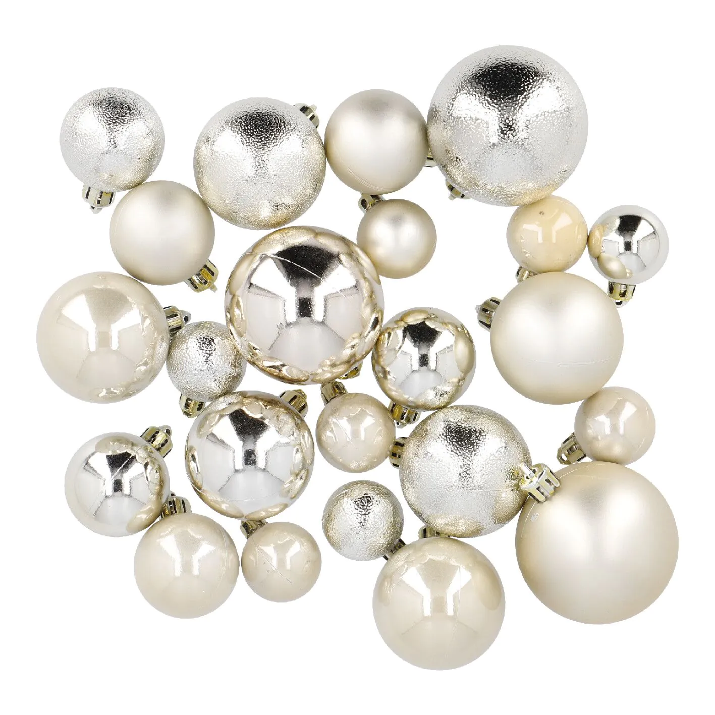 24er Weihnachtskugel Set, Mix, champagner