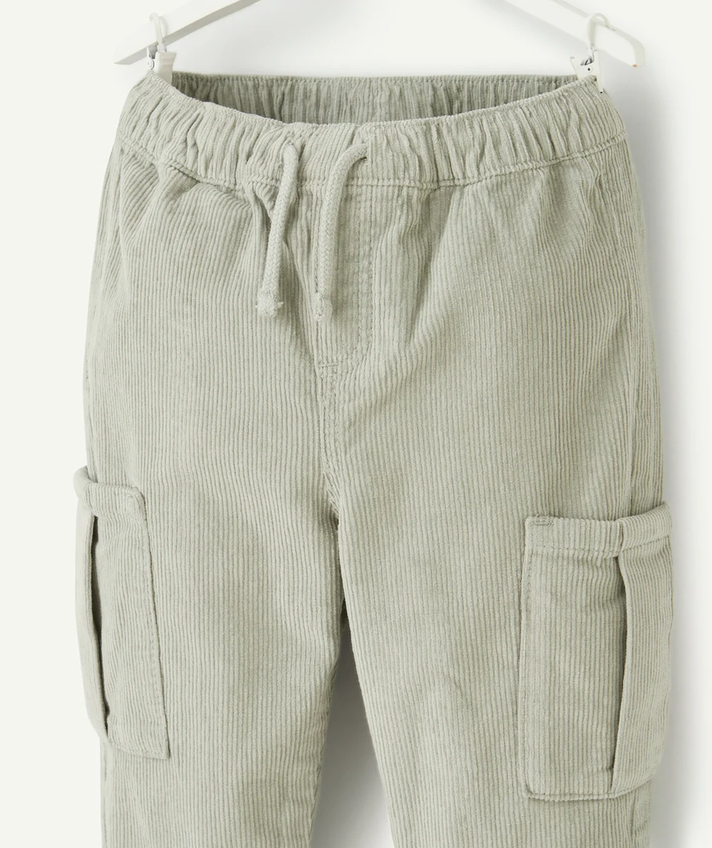 PANTALON DROIT BÉBÉ GARÇON EN VELOURS CÔTELÉ SAUGE