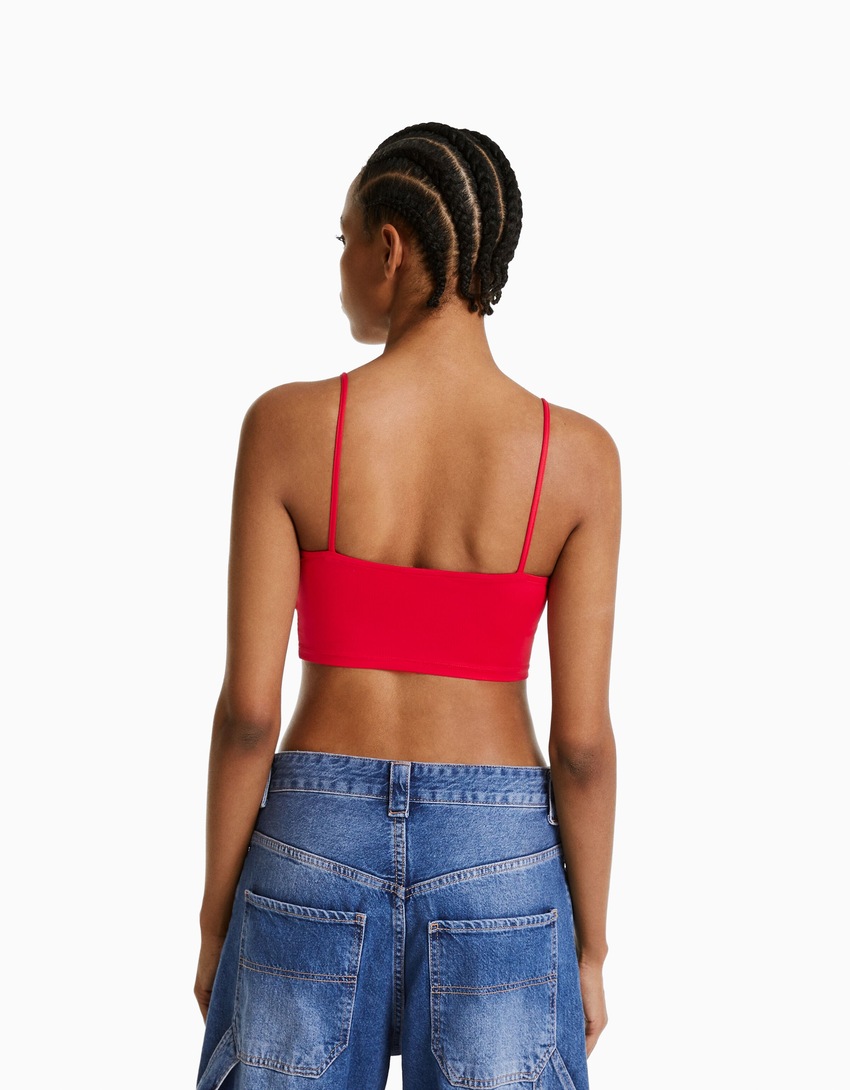 Conjunto de 2 tops cropped com alças finas