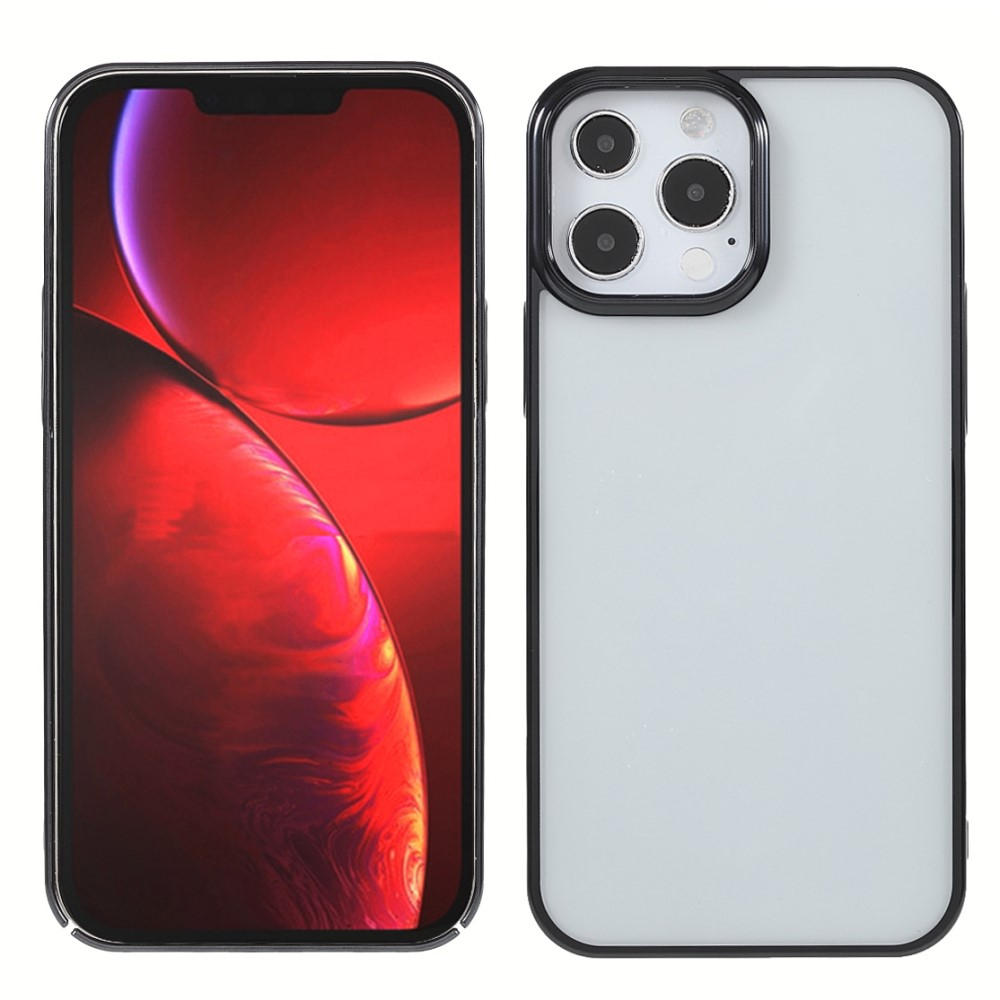 iPhone 13 Pro Hardcase Hülle mit Galvanisiertem Rahmen - Schwarz / Transparent