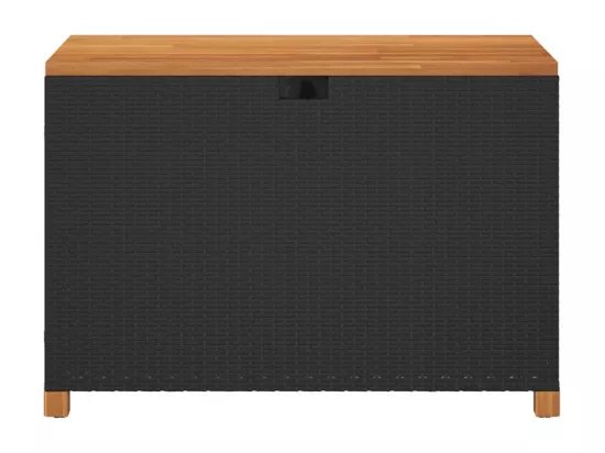 Prolenta Premium - Boîte de rangement de jardin noir résine tressée bois d'acacia