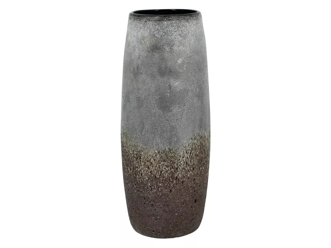Now's Home - Vase En Verre Gris Et Taupe O14x35cm Terea