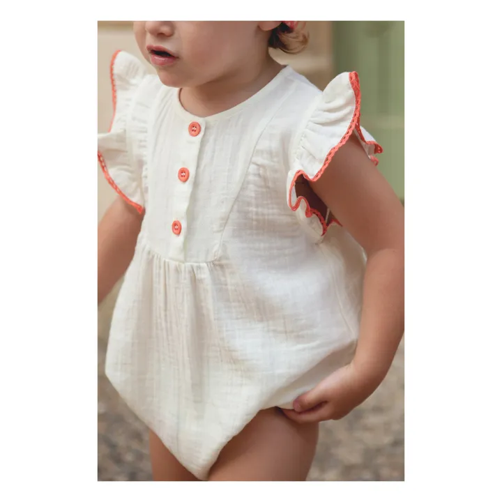 Marlot Paris Barboteuse Isaure Gaze de Coton | Blanc cassé