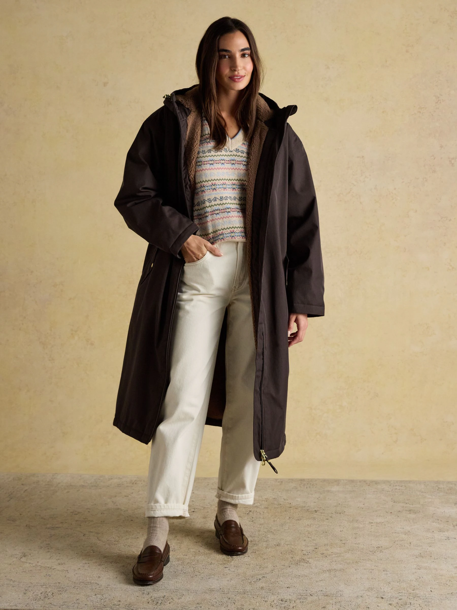 Bruin - Joules - Oversized waterdichte overall met fleece voering