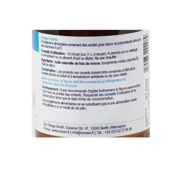 Norsan Omega-3 Arktis 2000mg Huile de Foie de Morue 200ml