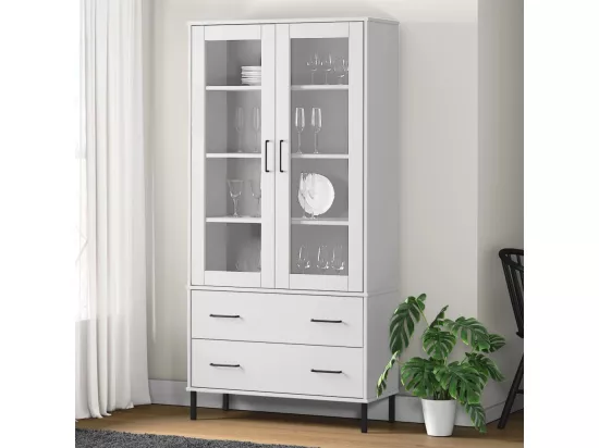 Bibliothèque avec pieds en métal Blanc 85x35x172,5 cm Bois OSLO