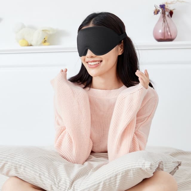 Blød 3D-sovemaske øjenmaske til fly, rejse, yoga eller hvile Sort