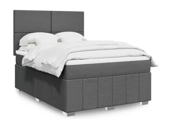 Sommier à lattes de lit avec matelas Gris foncé 160x200cm Tissu
