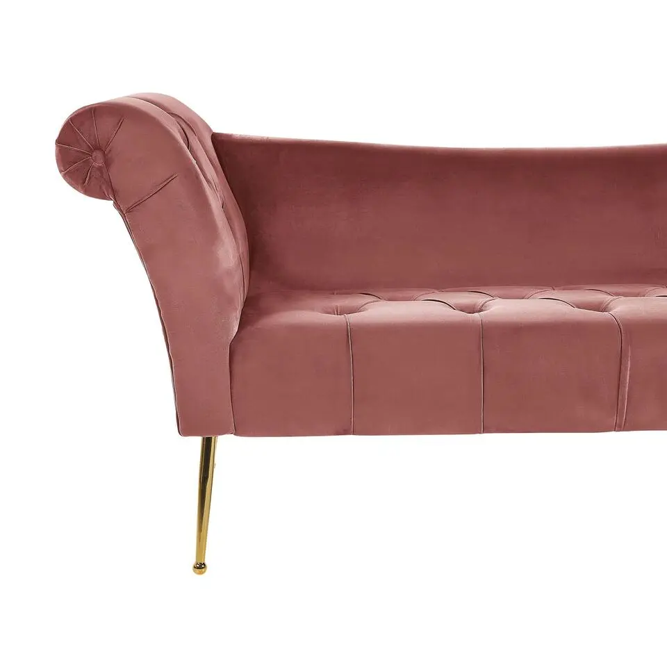 NANTILLY - Chaise longue - Roze - Symmetrisch - Fluweel