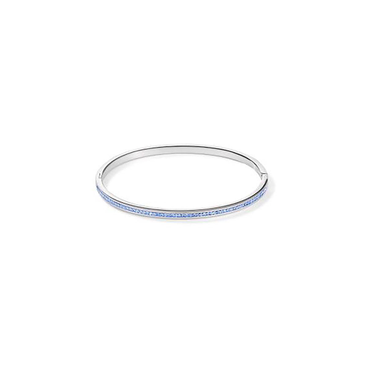Jonc Coeur de Lion acier et cristal bleu clair S