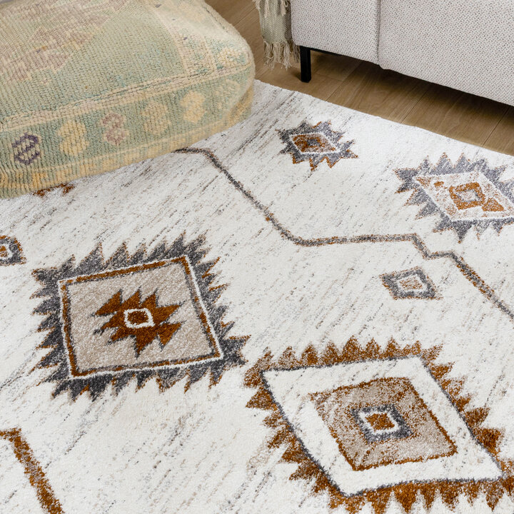 Hoogpolig vloerkleed - Blend Aztec Terra | Uniek design