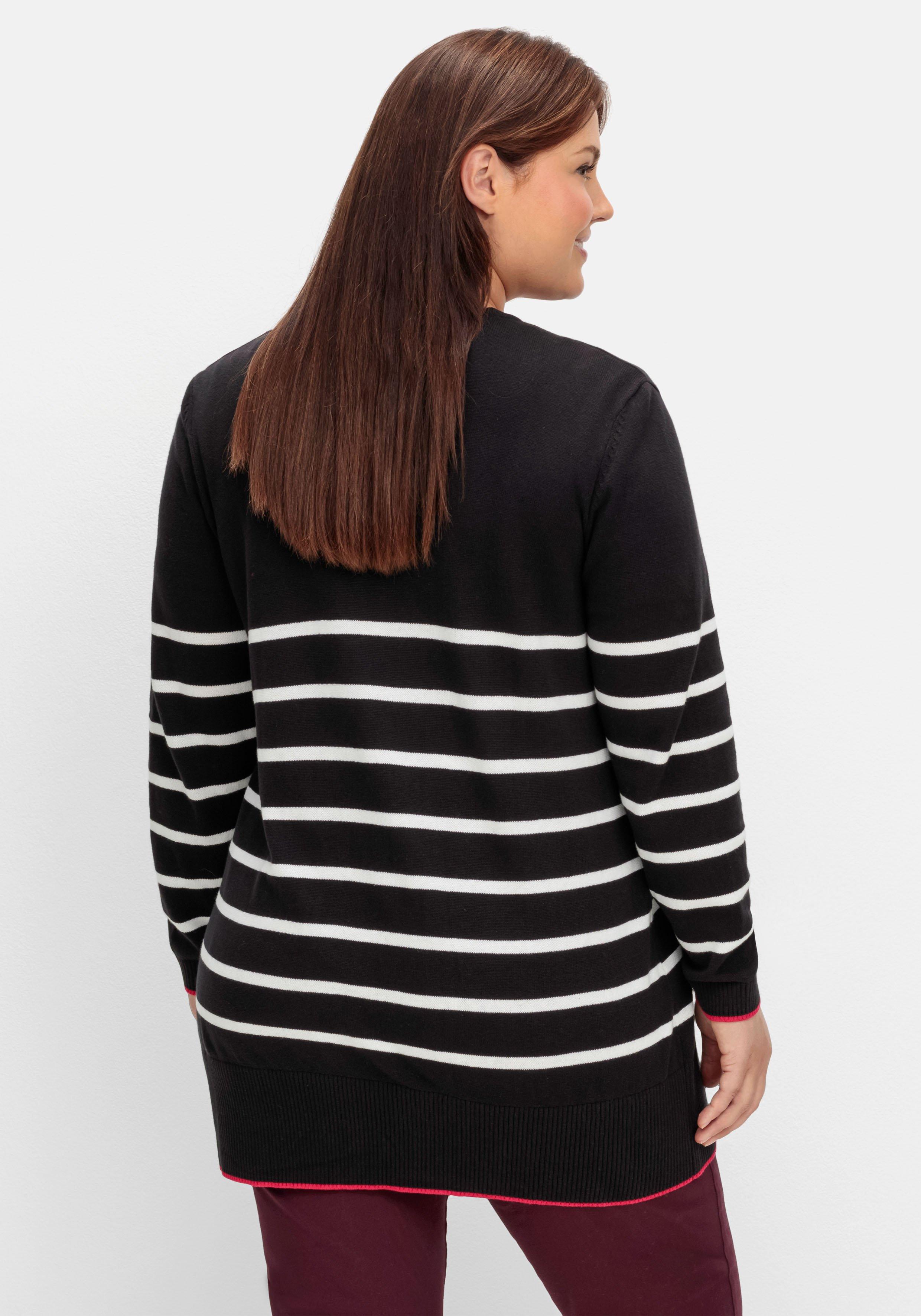 Strickjacke mit Streifen und V-Ausschnitt