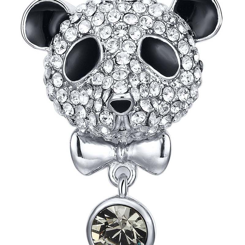 Pendentif Panda orné de cristal de Swarovski Blanc et Black Diamond
