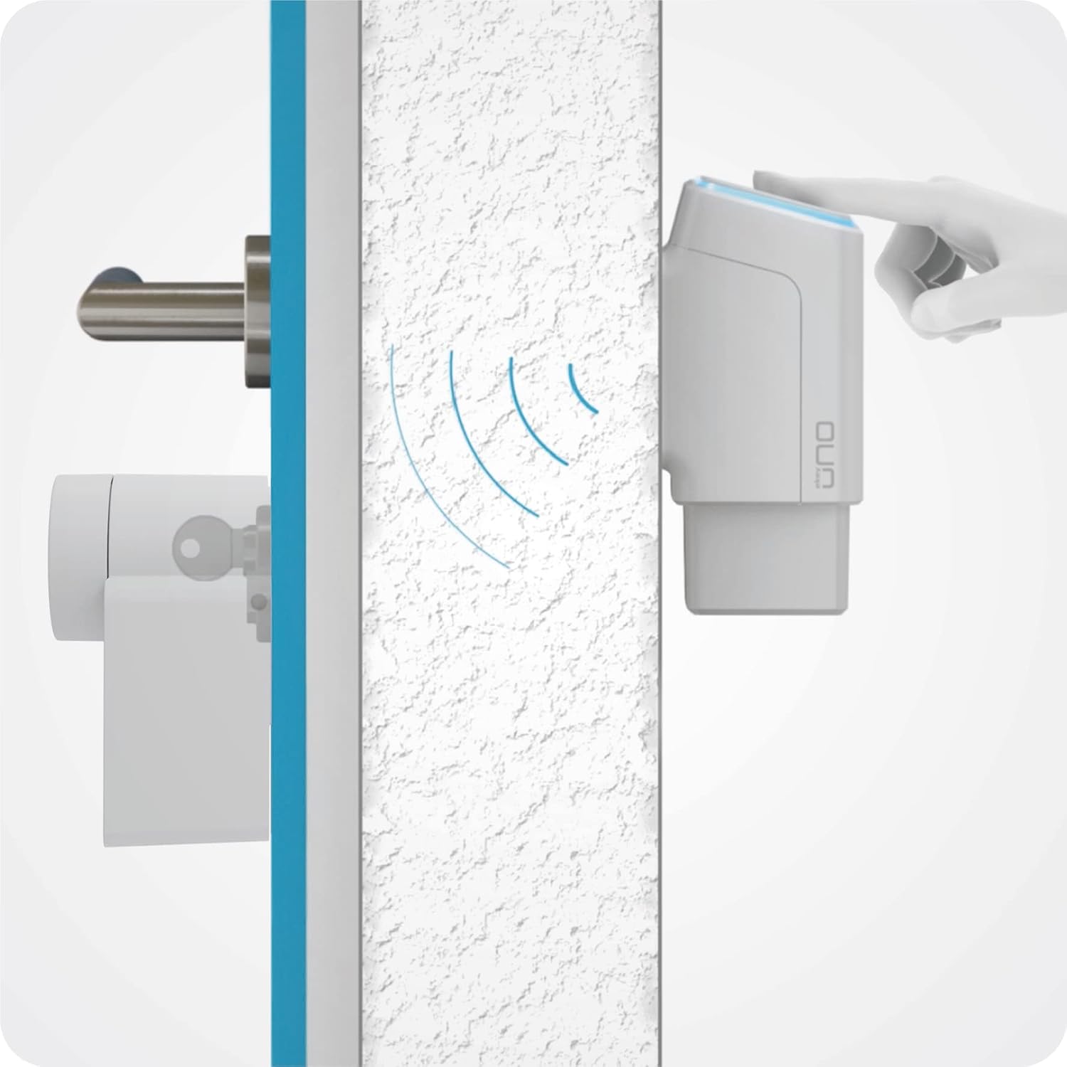 EKEY UNO 200304 Fingerprint mit Akku inkl. Nuki Smart Lock (4. Generation) weiß, Akkubetriebenes Nachrüst-Set für alle gängigen Türen, weiß