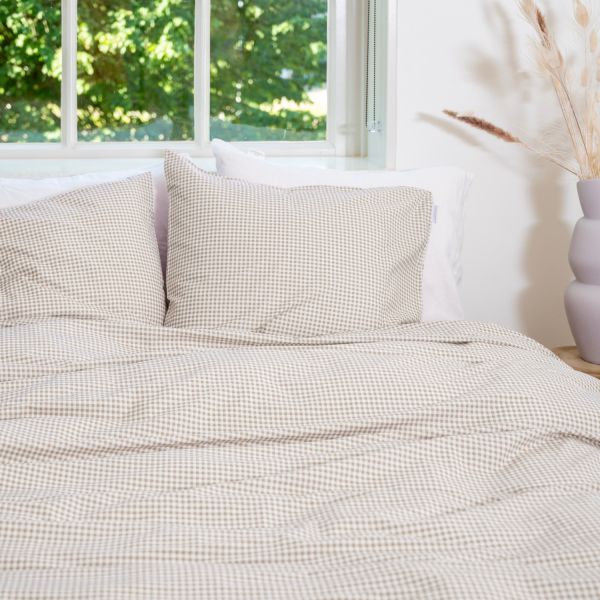 Town & Country Gingham Dekbedovertrek - 140 x 220 cm - Taupe