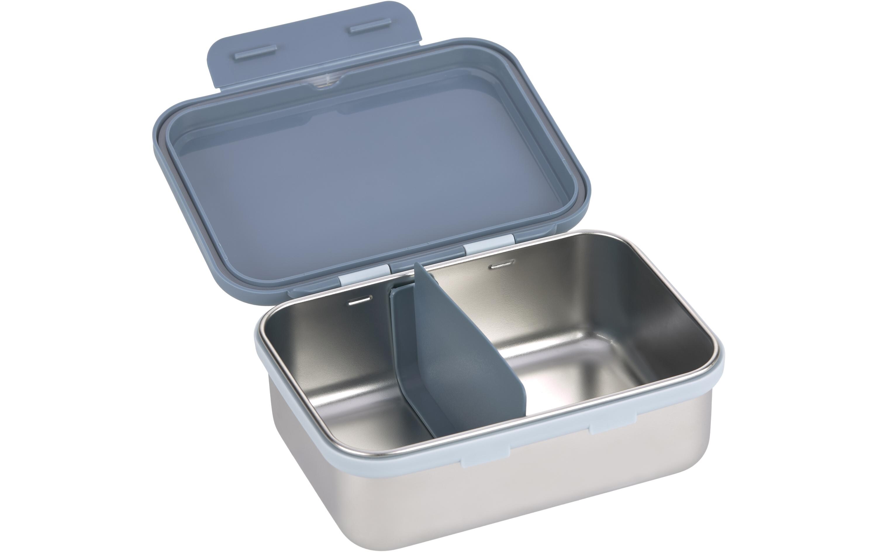 Lunchbox Edelstahl Traktor Blau/SilberBrotdose mit integriertem Silikonring im Deckel