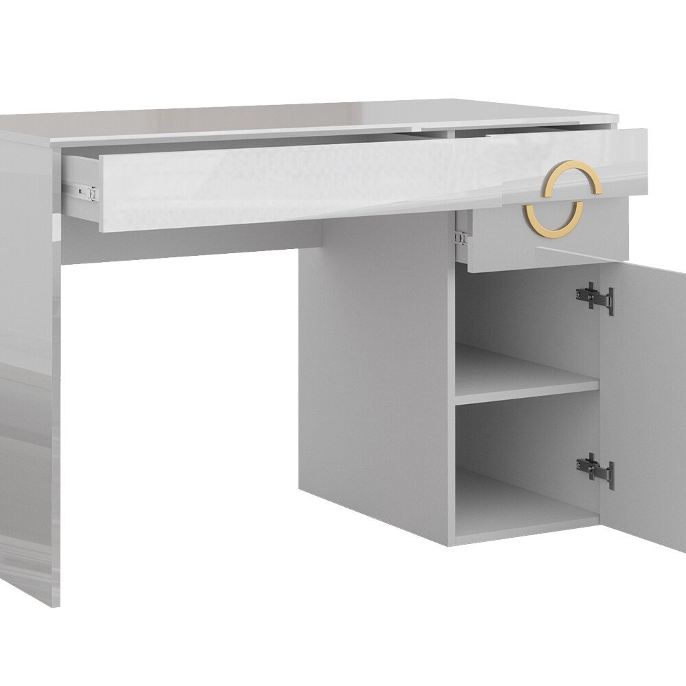 Vicco Schminktisch Adela Weiß Hochglanz, 115 x 76,4 cm, Frisiertisch, Schubladen