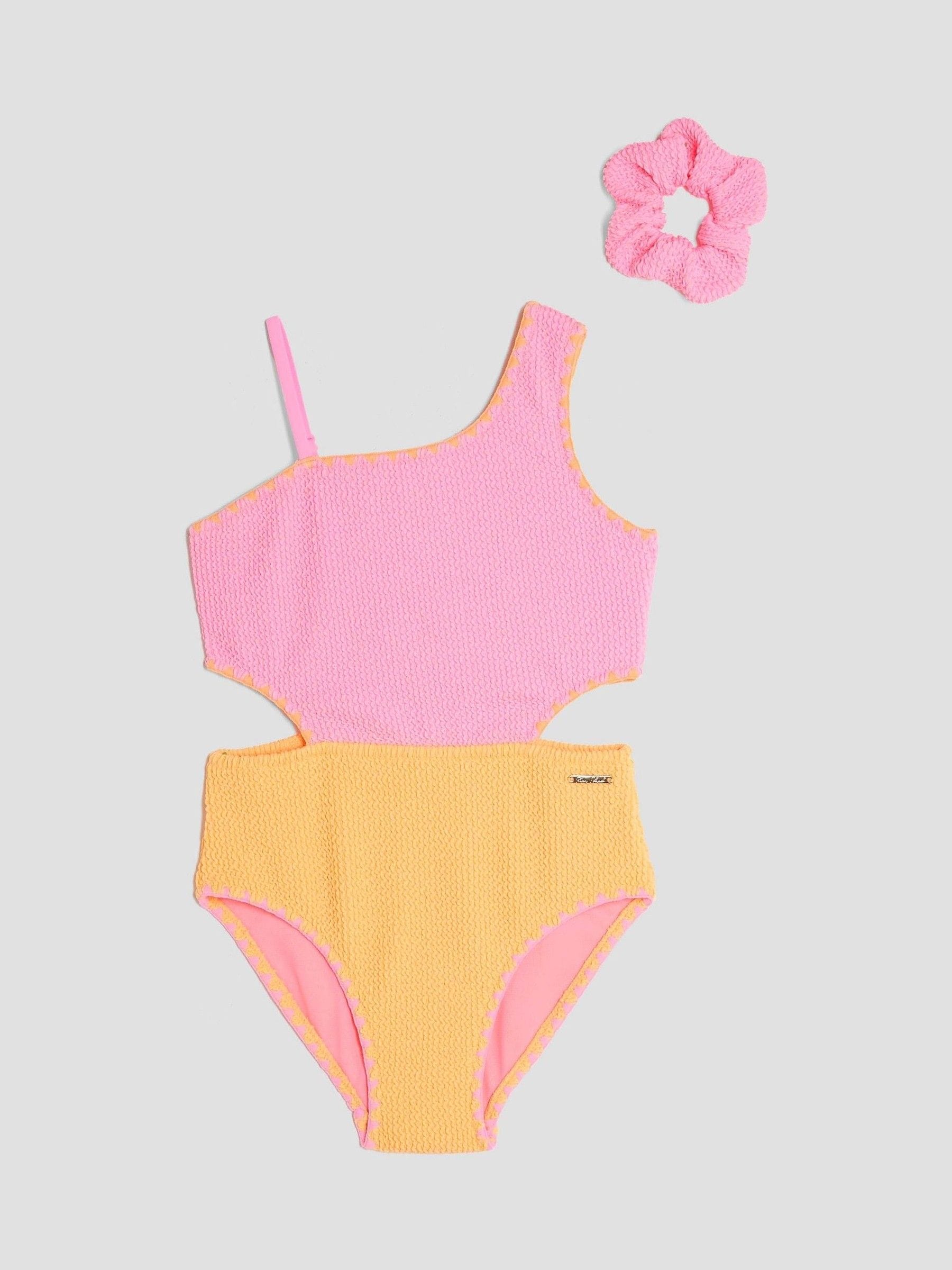 River Island Meisjesbadpak met bloktextuur