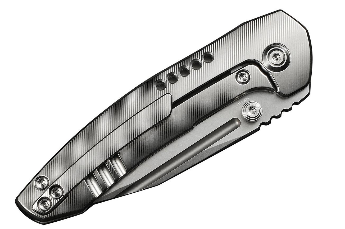 WE Knife Micro Trogon WE24043-2 Polished Bead Blasted Böhler M390, Satin Polished Titanium, zakmes, Brian Brown design