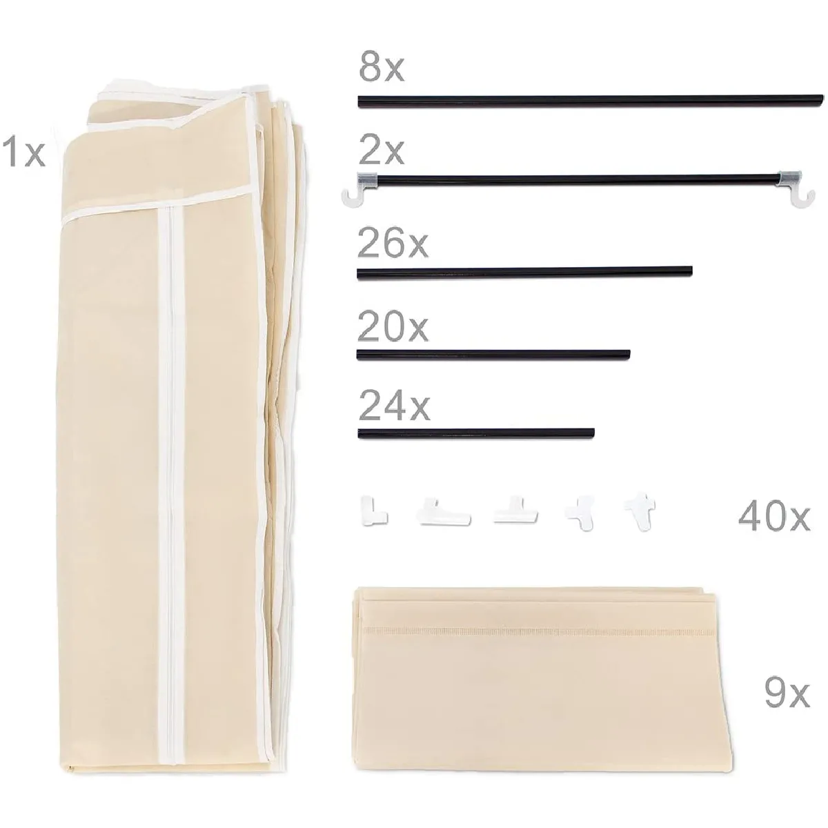 Helloshop26 Grande étagère pliante en tissu - Beige