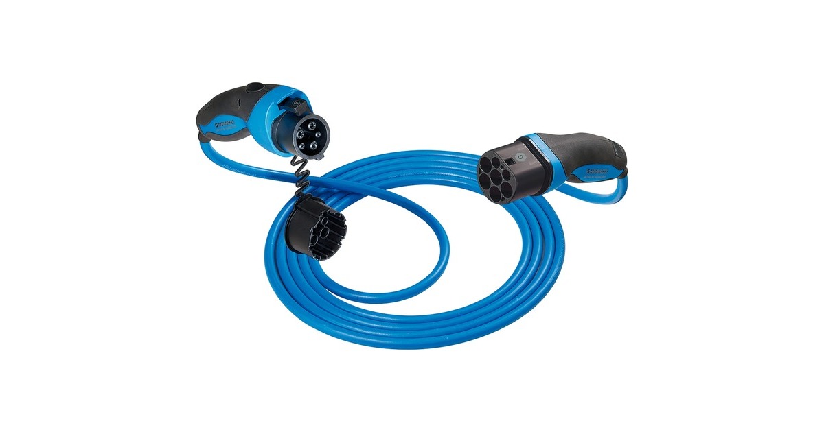 MennekesLadek. Mode 3 Typ2-Typ1 20A 1PH kabel  (Blauw/zwart, 7,5 meter)