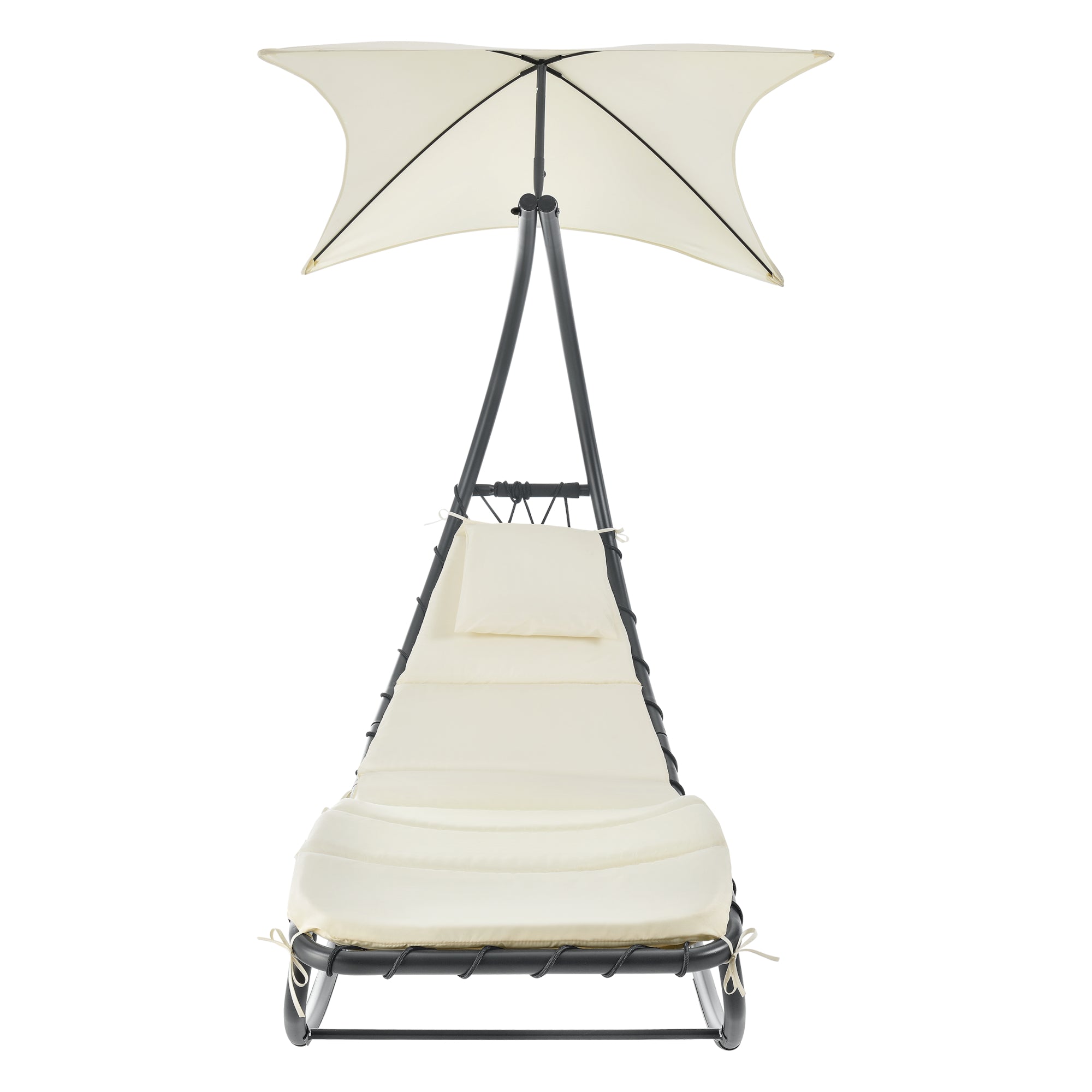Bain de soleil à bascule acier polyester 193 x 104 x 200 cm anthracite beige
