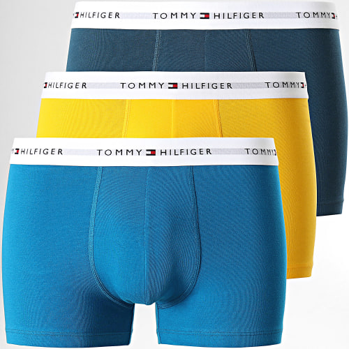 Lot De 3 Boxers Signature Cotton Essentials 2761 Bleu Marine Bleu Jaune