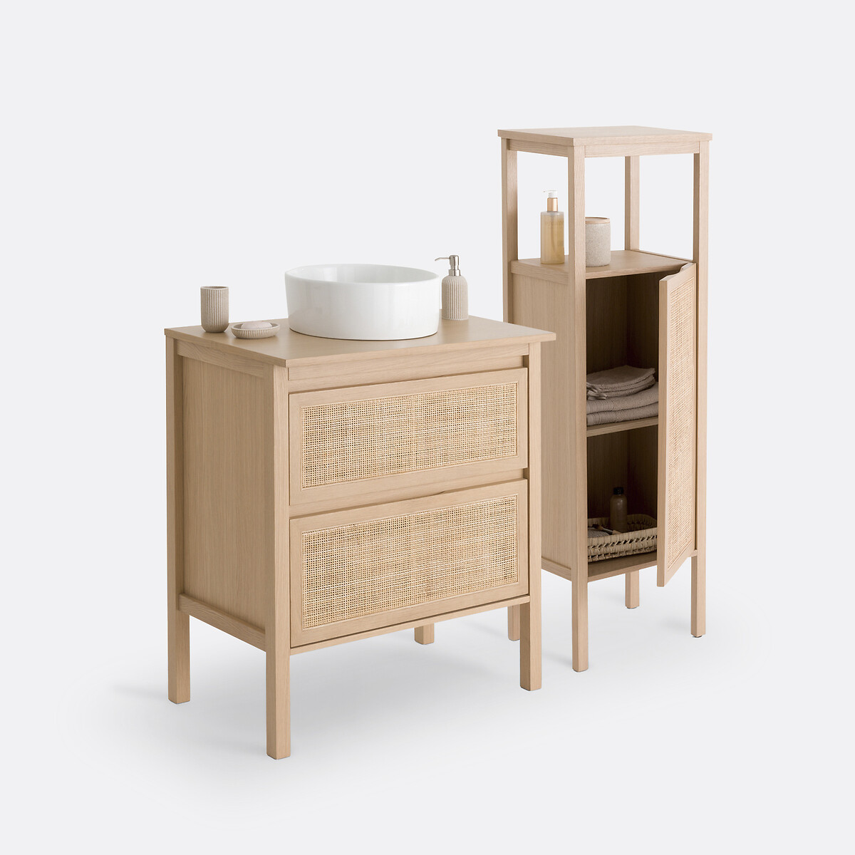 LA REDOUTE INTERIEURS<br>Móvel lavatório com 2 gavetas em rattan L80 cm, Lumpa