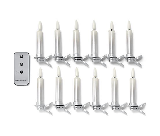 12 LED-Weihnachtsbaumkerzen, silberfarben