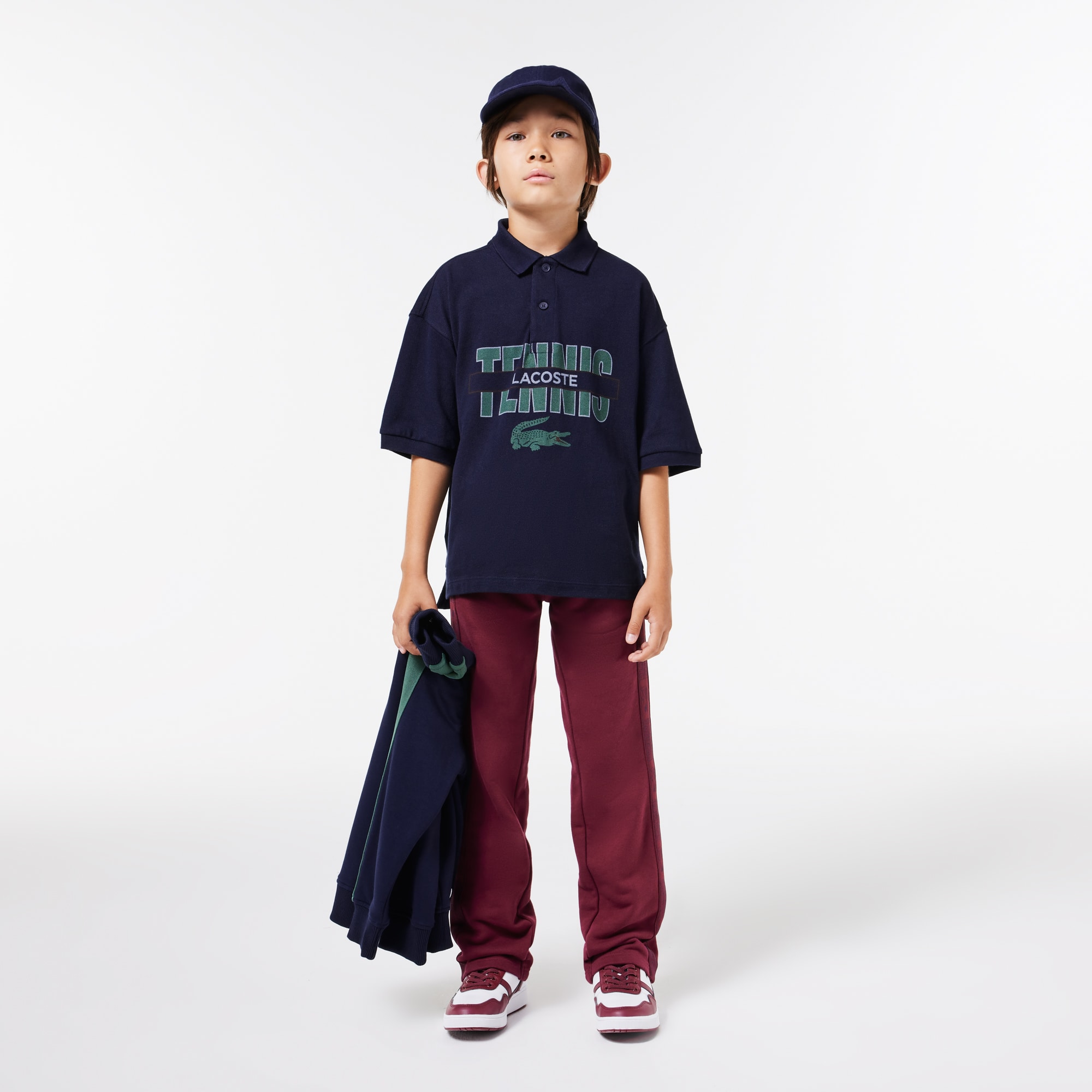 Polo imprimé avec inscriptions en petit piqué Polos - Bleu - Lacoste - Enfant