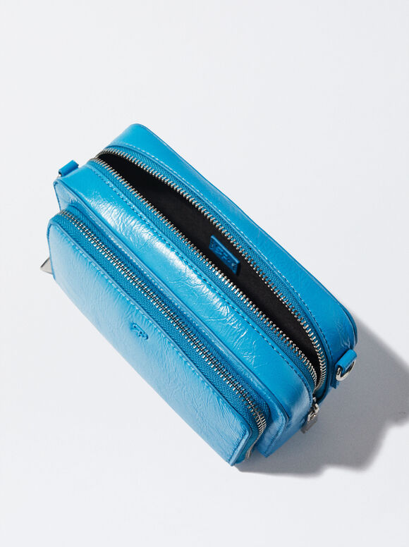Bolsa de ombro em couro envernizado - Azul