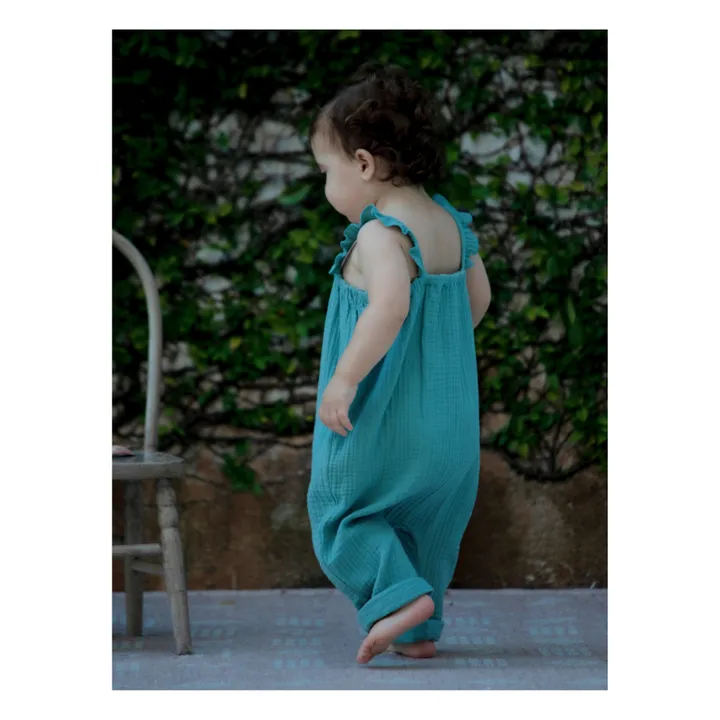 Petite Lucette Combinaison Coton Bio Morgane | Bleu gris
