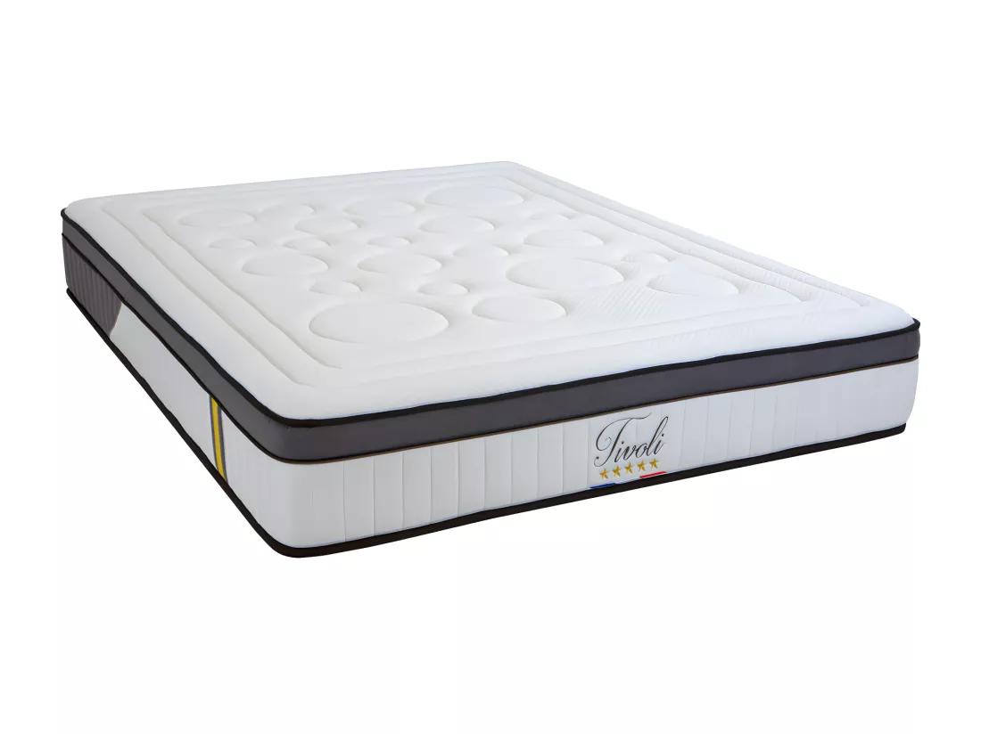 BELLECOUR LITERIE | Ensemble TIVOLI 180x200 cm | Matelas Mémoire de forme + Sommier Bois
