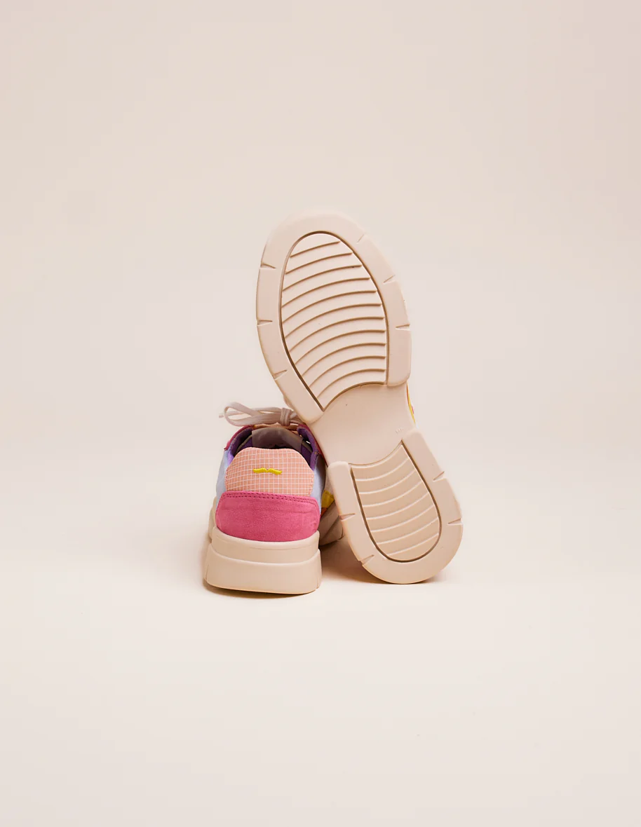 Baskets basses Laura - Ciel blanc rose