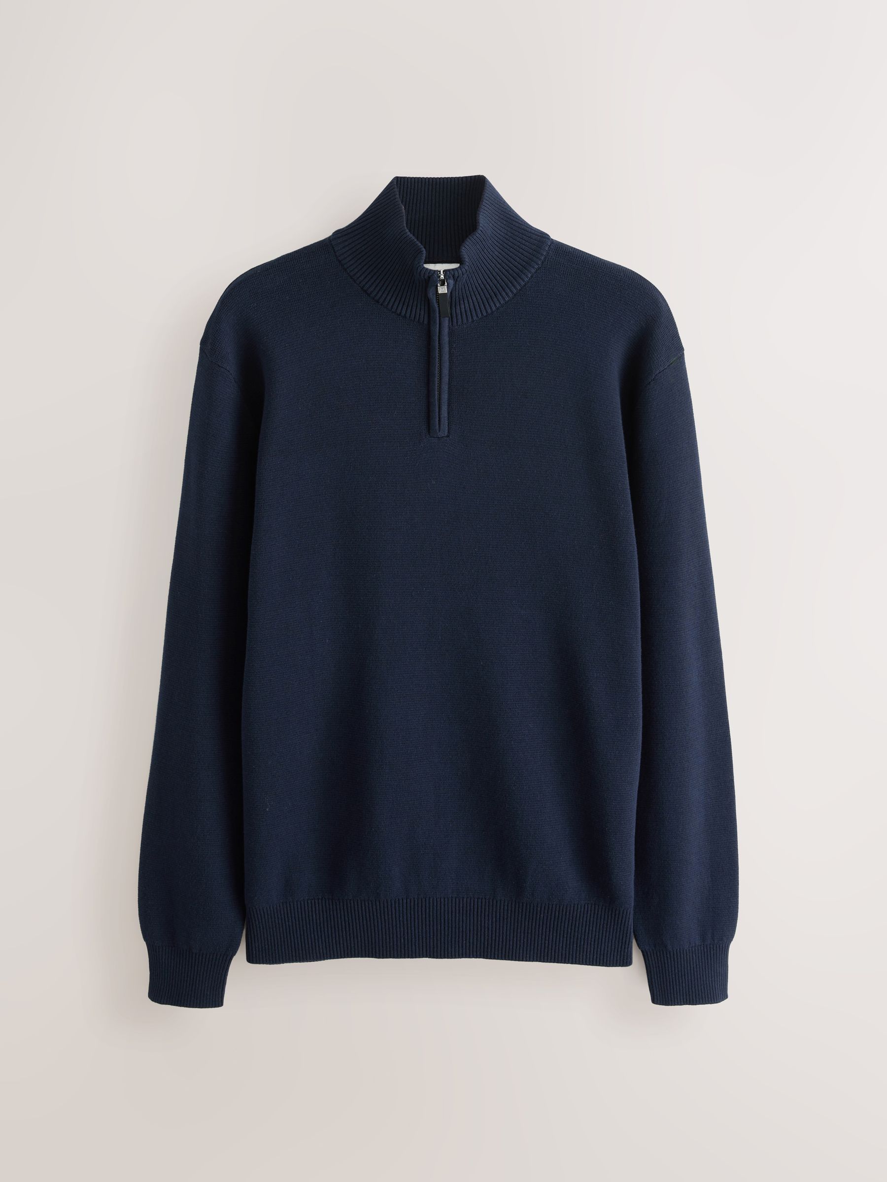 Marineblauw/beigebruin - Regular Fit Premium Kwart Rits Truien 2 Pakket