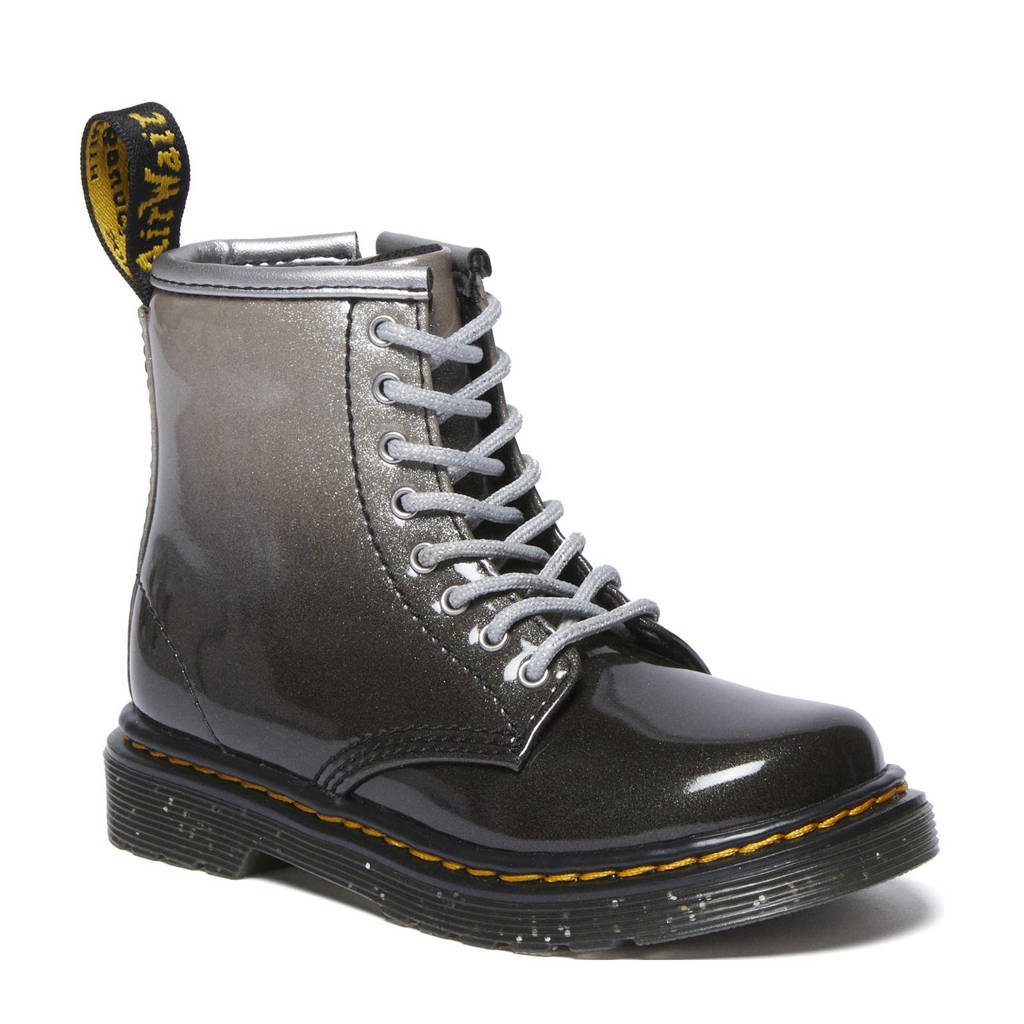 Dr. Martens 1460 Glitter T Peuter lak veterboots zwart/zilver