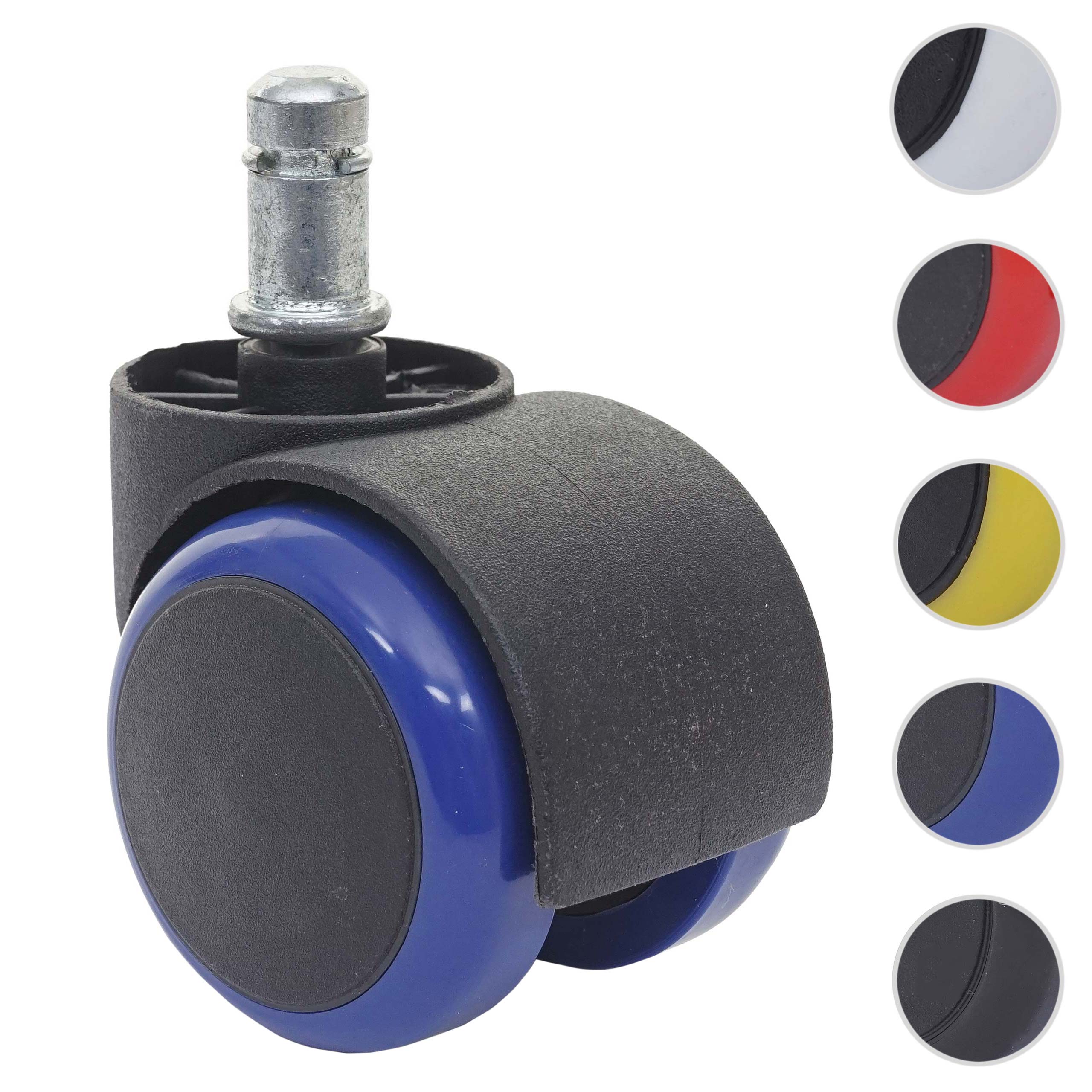 5er-Set Hartbodenrollen MCW-H86, Bürostuhl-Rollen Stuhlrollen, 150kg belastbar Ø 11mm ~ blau