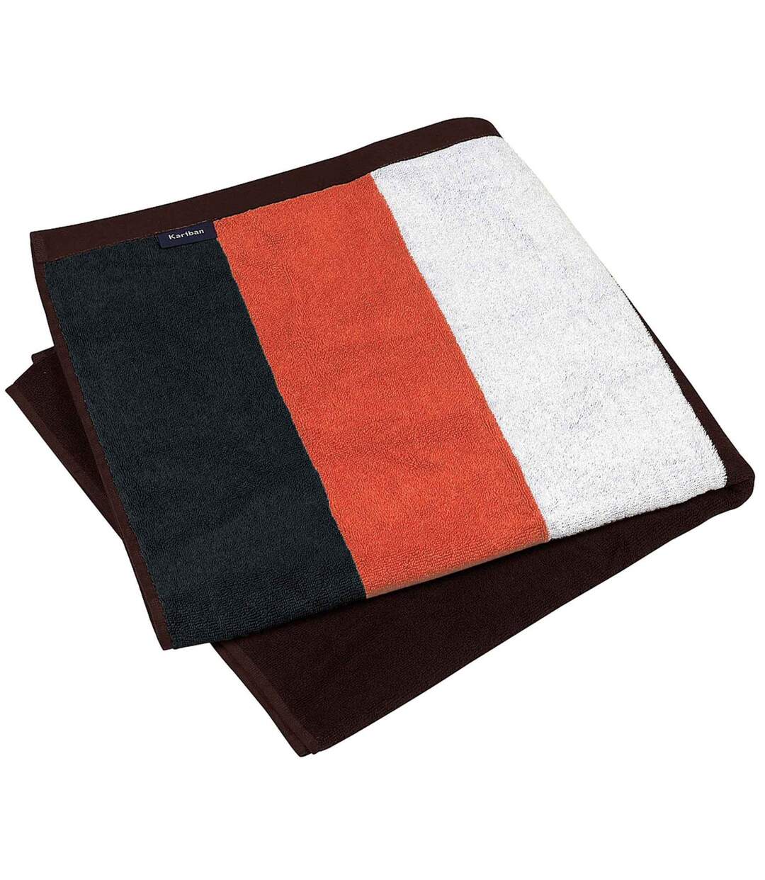 Drap de plage coton - K121 - marron chocolat rayé rayé