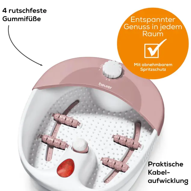 FB 20 Fusssprudelbad Spa Fussbad mit Vibrationsmassage (63605) - Weiss / Rosa