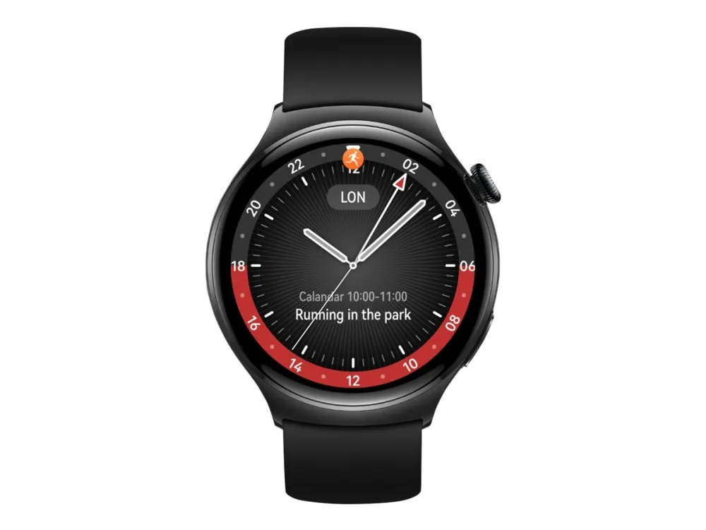 [OUTLET] - Huawei Watch 4 - Rustfrit stål - smart ur med rem - fluoroelastomer - sort - håndledsstørrelse: 140-210 mm - display 1.5